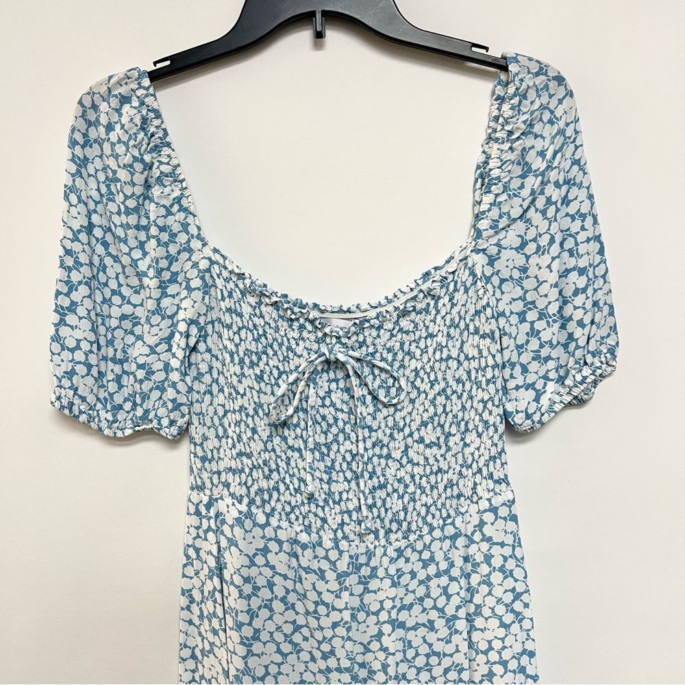 Faithfull The Brand Bella Floral Print Midi Dress Milkmaid Blue White Med $198 - Picture 6 of 12
